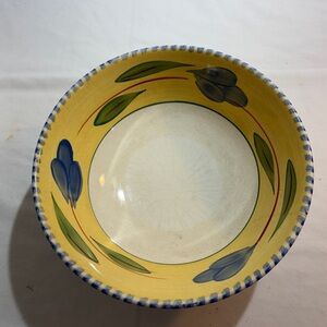 Maxam Hand-Painted Ceramic Serving Bowl - Yellow with Floral Motif 10 inches